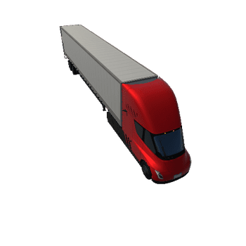 Electric truck and Trailer Lowpoly_Red